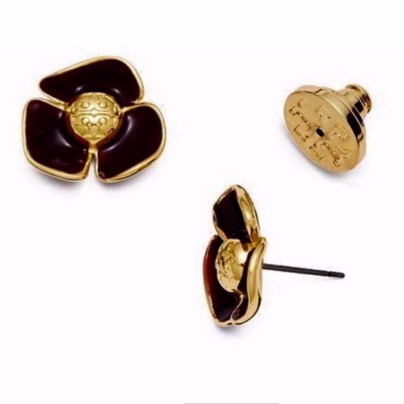 TORY BURCH • Black Fleur Flower Earrings - Picture 3 of 3